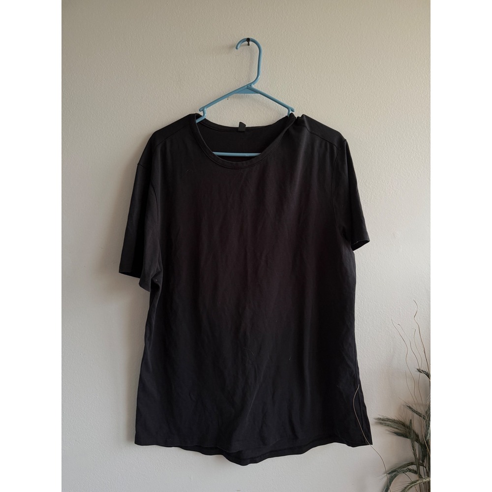Lululemon‎ Mens XL Black Short Sleeve Crew Neck Relaxed Fit Logo Tee Shirt 3655